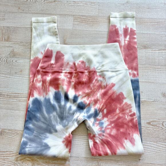 Spiritual Gangster Love Sculpt Ribbed Yoga Leggings | Pastel Tie Dye XS/S - Picture 3 of 6
